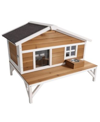 Insulated Cat House with Large Platform, Waterproof Winter Shelter for Indoor & Outdoor Cats