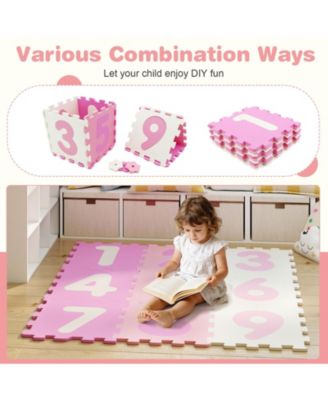 9-Piece Interlocking Foam Puzzle Floor Mat with Marker Discs