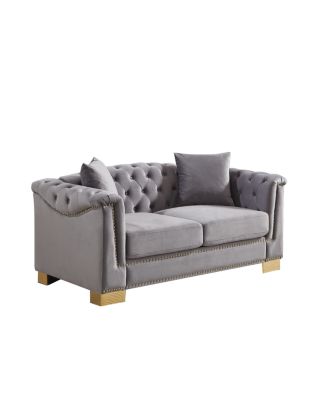 62" Velvet Chesterfield Sofa, Classic Modern Two Seater