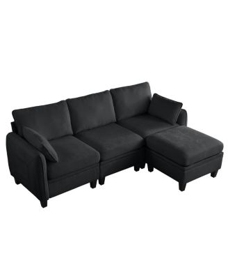 Streamdale 85" Chenille Modular Sectional Sofa w/ Storage Ottoman