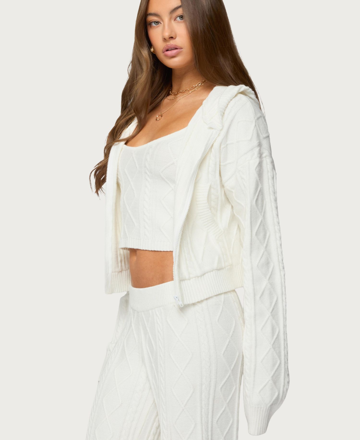 Women's Louise Cable Knit Hooded Cardigan