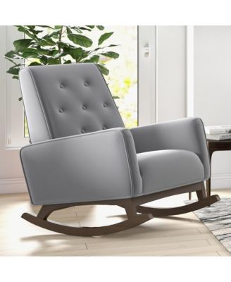 Premium Demetrius Fabric Solid Wood 300LBS Capacity Rocking Chair