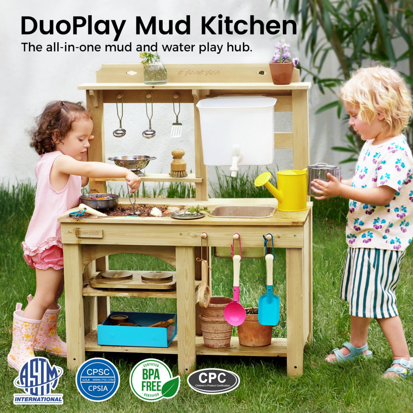 Детская игрушка Tiny Land Mud Kitchen - DuoPlay Outdoor Play Kitchen for Kids — фото 2