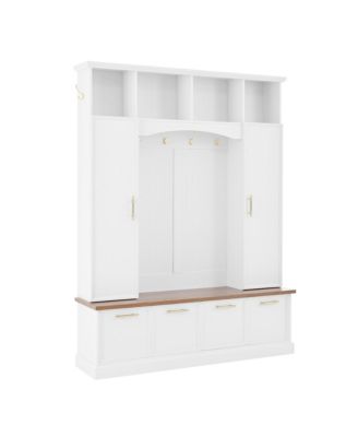 Wide Hall Tree Bench with Golden Hooks for Living Room