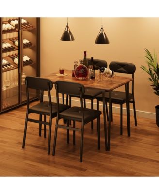 Dinner Table Set for 4,5 Piece Kitchen Table and Chairs,Rectangular Dining Room Table Set with 4 Upholstered Chair