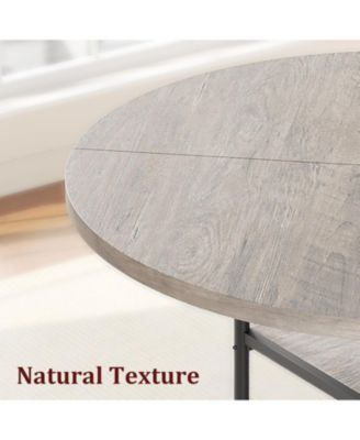 47'' Round Dining Table for 4, Roman Column Design with Built in Storage, Space Saving Vintage Modern Table for Dining Room