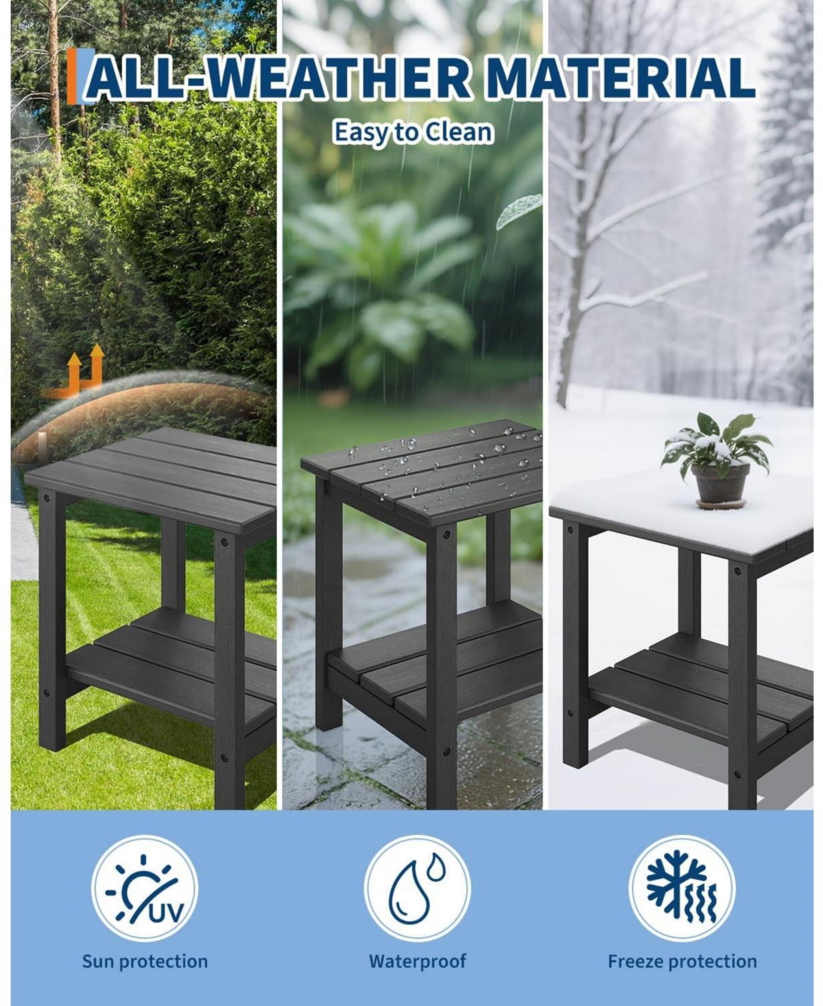gaomon 4 Piece Poly Lumber Rocking Chair Set with 2 Side Tables – Hdpe High Back All Weather Outdoor Rockers for Patio and Porch.