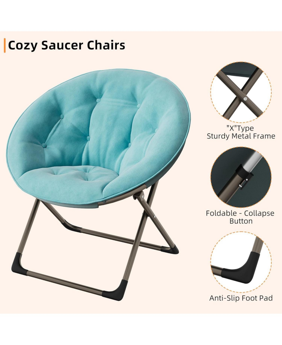 gaomon Comfy Oversized Saucer Chair – Soft Plush Fabric Reading Lounger for Adults