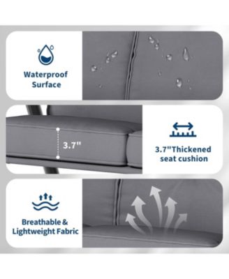 3 Seat Outdoor Porch Swing, 2-in-1 Patio Swing Chair with Thickened Removable Cushions, Adjustable Canopy   Cup Holders