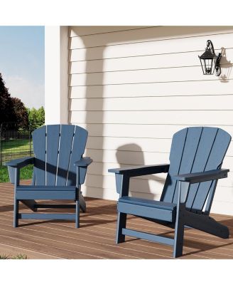 Modern HDPE Plastic Adirondack Chair Set of 2 - Oversize 380 LB Poly Lumber Weather Resistant Firepit Chair - Outdoor Patio Chairs