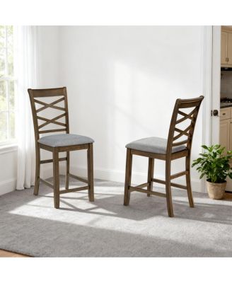 Wooden Counter Height Chairs Set of 4 with Padded Seat