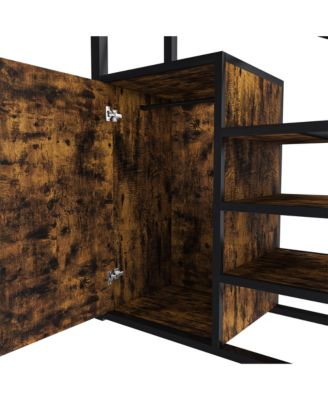 Full Size Loft Bed w Desk and Wardrobe Heavy Duty Metal Frame Built In Charging Station