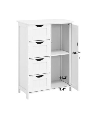 Freestanding Bathroom Cabinet, Wooden Entryway Storage Organizer with 4 Drawers and 1 Cupboard, Bathroom Furniture
