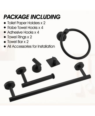 14 Pieces Wall-Mounted Bathroom Hardware Accessory Set, Stainless Steel Towel Bar Set for Bathroom, Kitchens and Bedroom