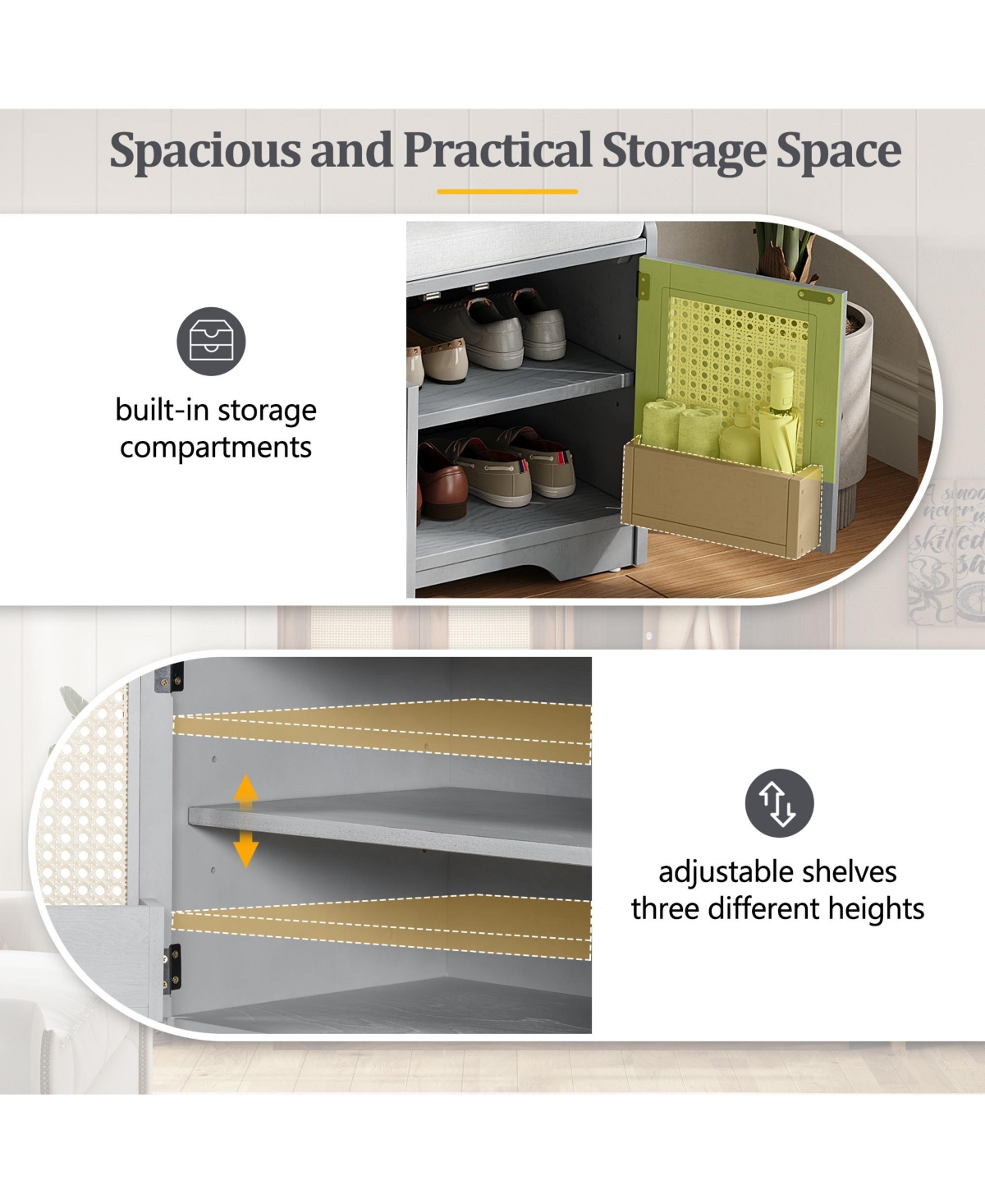 Rainsken Rustic Storage Bench