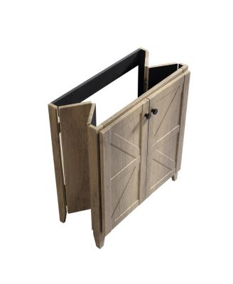 29" Antique Bathroom Vanity with Sink, Quick-Install Folding Storage, Eco MDF Matte 3D Embossed Finish, Large Capacity