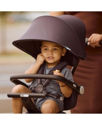 Baby evolur Velo Rider stroller: lightweight for ages 6–36 months with one-hand fold, footrest, rear platform, and 5-point harness.