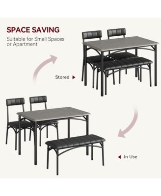 4 Piece Rustic Upholstered Dining Set – Table, Chairs & Bench