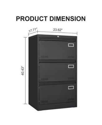 3 Drawer Lateral File Cabinet, Locking Metal File Cabinet, Wide Filing Organization Cabinet for Letter