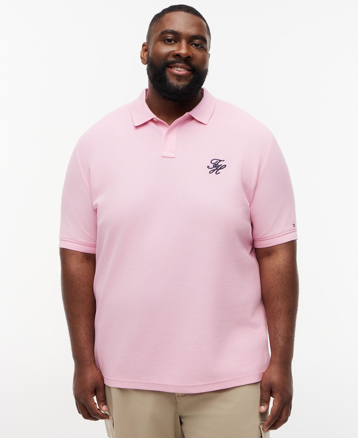Мужское поло Tommy Hilfiger Regular-Fit Script Polo Shirt, цвет: Розовый — фото 1