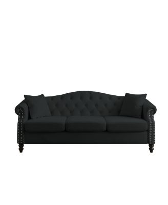 79" Chesterfield Velvet Sofa for Living Room, 3 Seater Tufted Couch