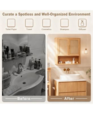 Linen-Style Wall Cabinet with Adjustable Shelves for Bathroom, Kitchen, Living Room