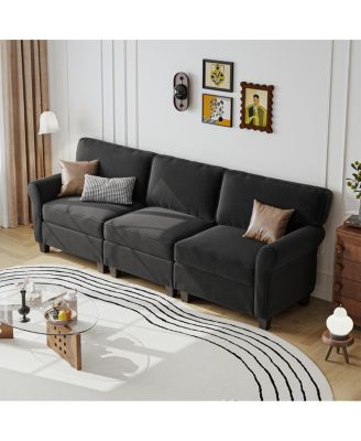 94" 3-Seater Corduroy Sofa Couch with Deep Seats & Removable Cushions