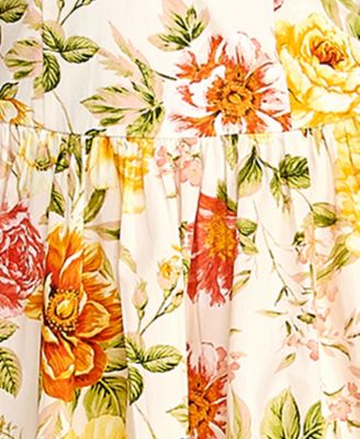 Juniors' Floral Sweetheart Bodice Gathered Midi Dress