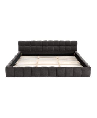 King size Chenille Upholstered Platform Bed Frame with Headboard