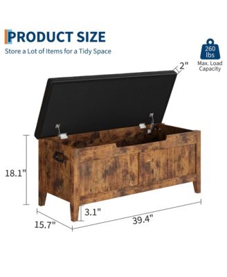 39.4-Inch Wooden Flip-Top Storage Bench, Entryway Trunk with 2 Safety Hinges