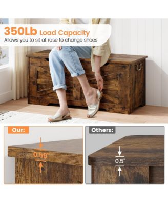 39.4-Inch Wooden Toy Chest & Storage Bench, Safety Hinge for Kids  Room