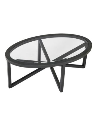 Tempered Glass with Wood Base Modern Design Coffee Table