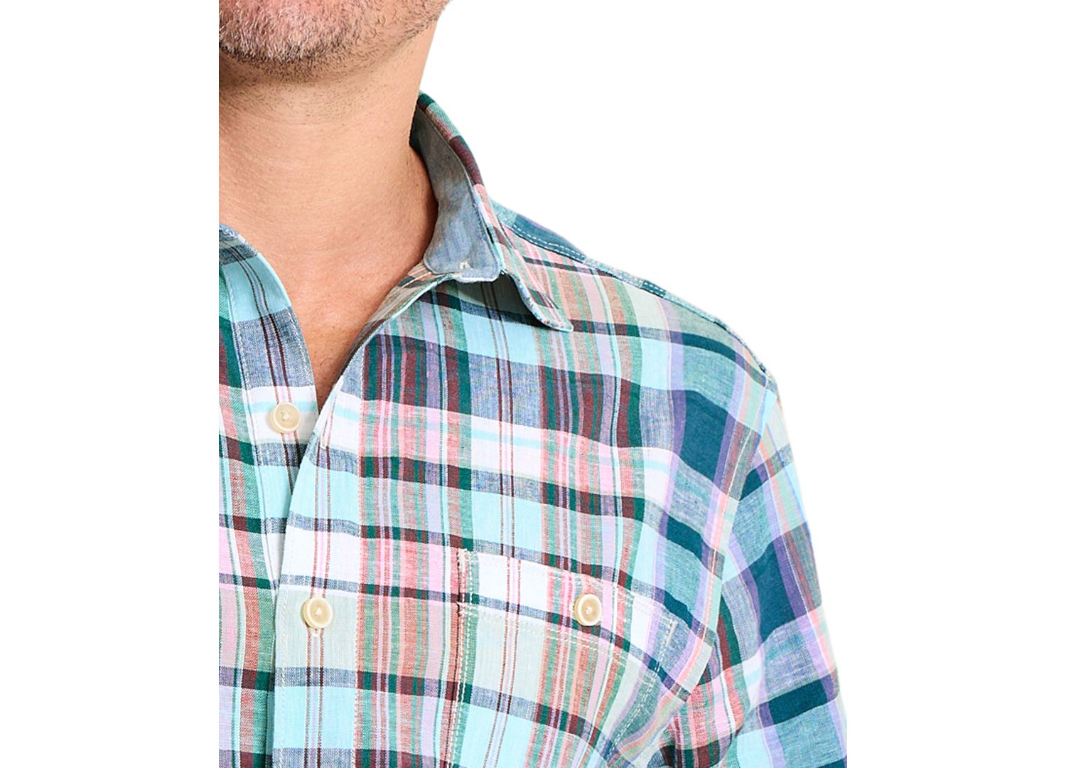Men's Barbados Breeze Tavira Check Linen Regular-Fit Shirt