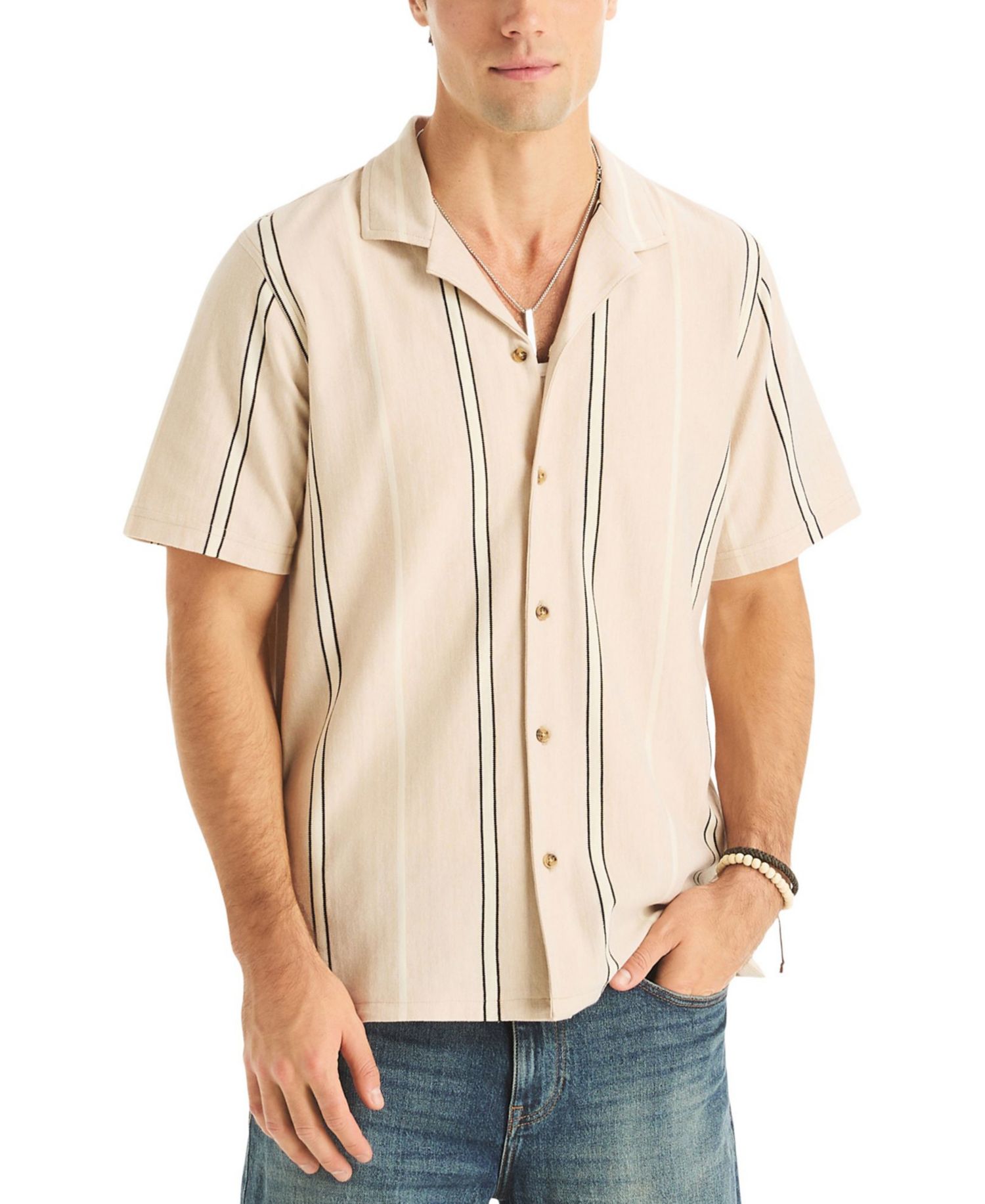 Men's Striped Spread-Collar Shirt