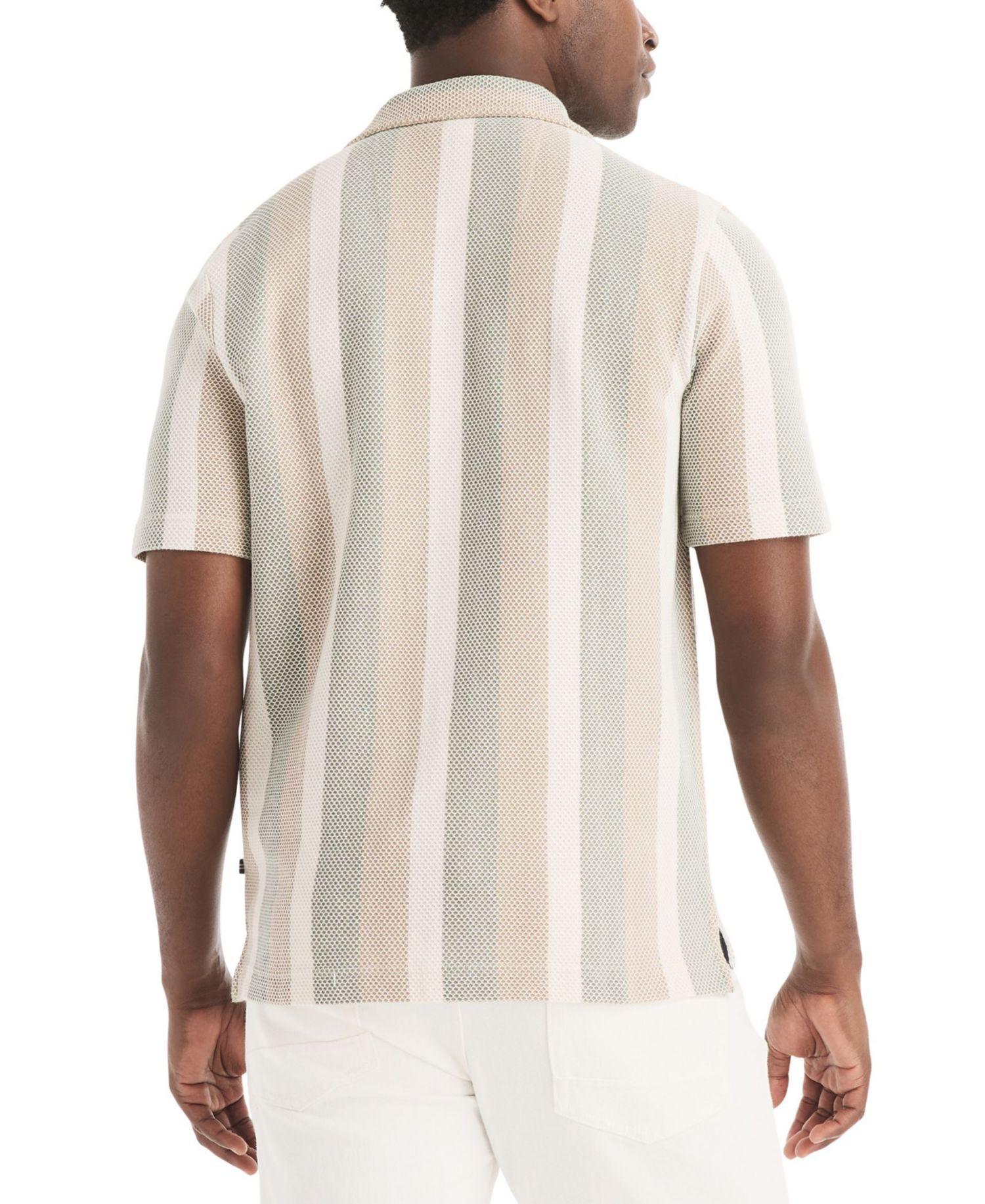 Men's Short-Sleeve Textured Stripe Polo Shirt