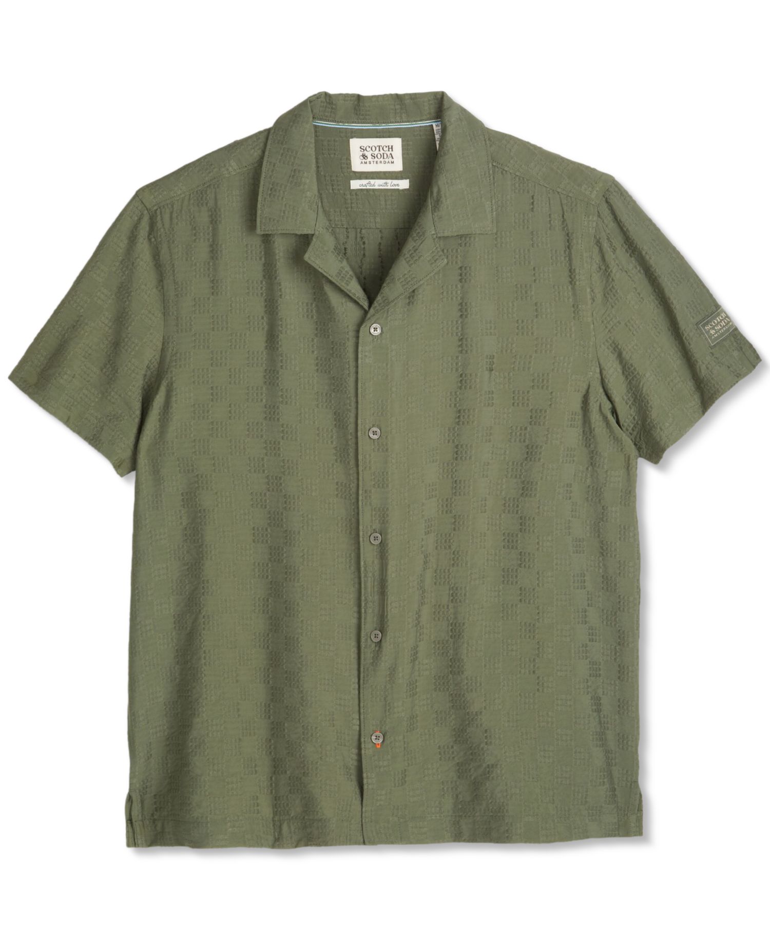 Men's Dobby Check Print Collared Shirt