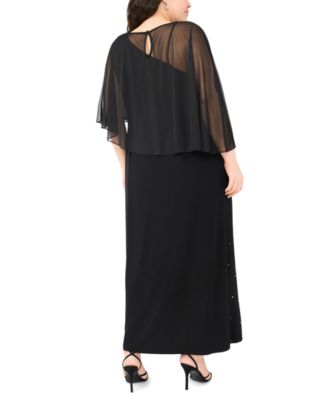 Plus Size Asymmetrical Combo Cape Dress