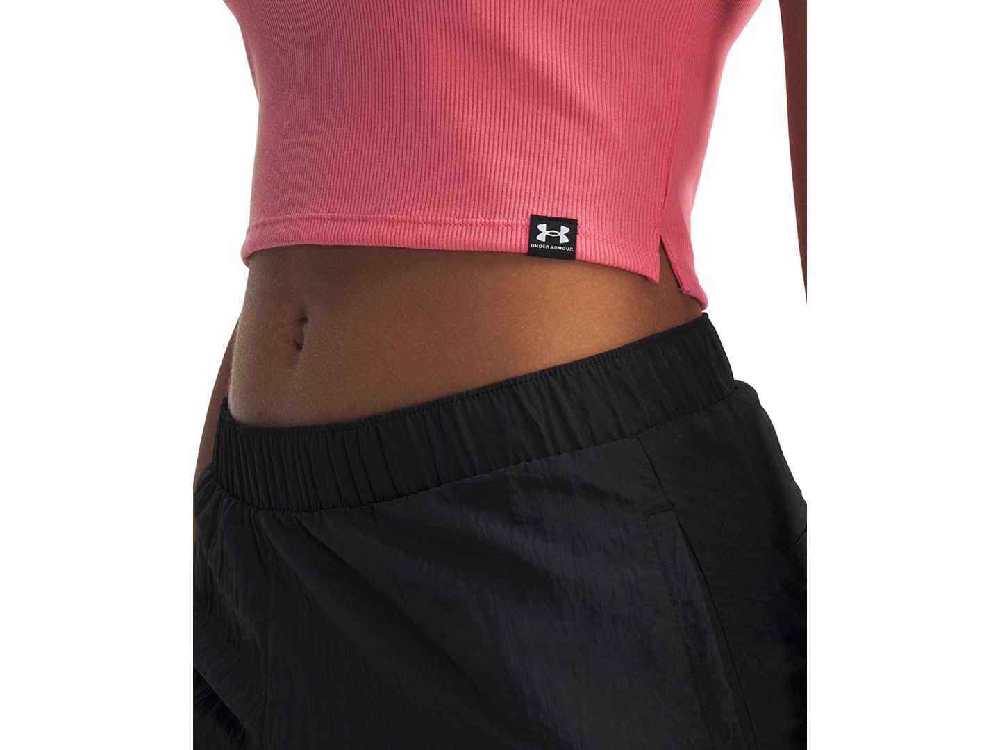 Женская футболка Under Armour Rival Ribbed Cropped, цвет: Розовый — фото 2