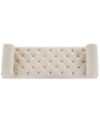 Modern Velvet Upholstered Bench with 2 Pillows