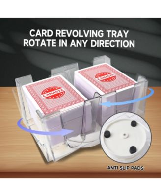 6-Deck Revolving Canasta Card Tray, 360° Rotating Playing Card Holder, Swivel Cards Holders