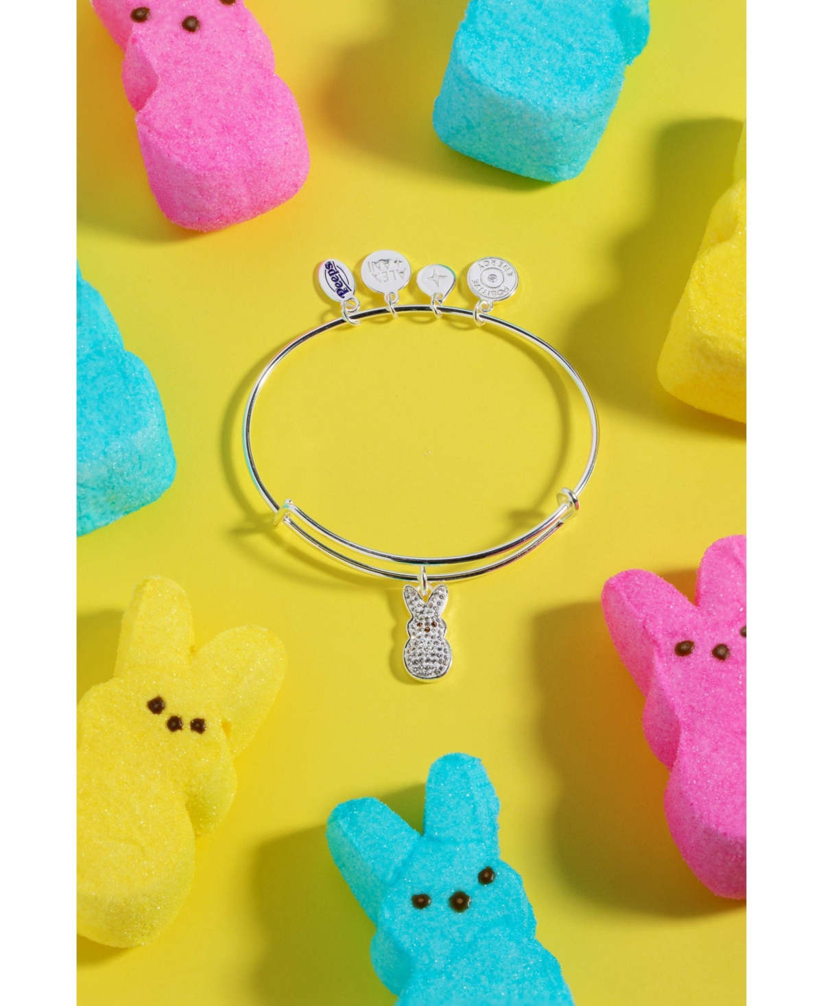 Alex and Ani Peeps Pave Crystal Bunny Charm Bangle Bracelet