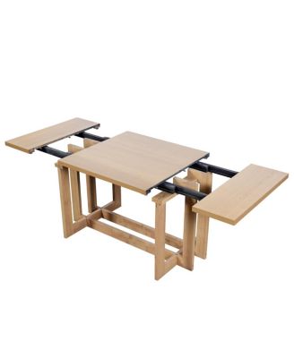 Rustic 82" Extendable Dining Table Set with 6 Upholstered Chairs & 2 Leaves