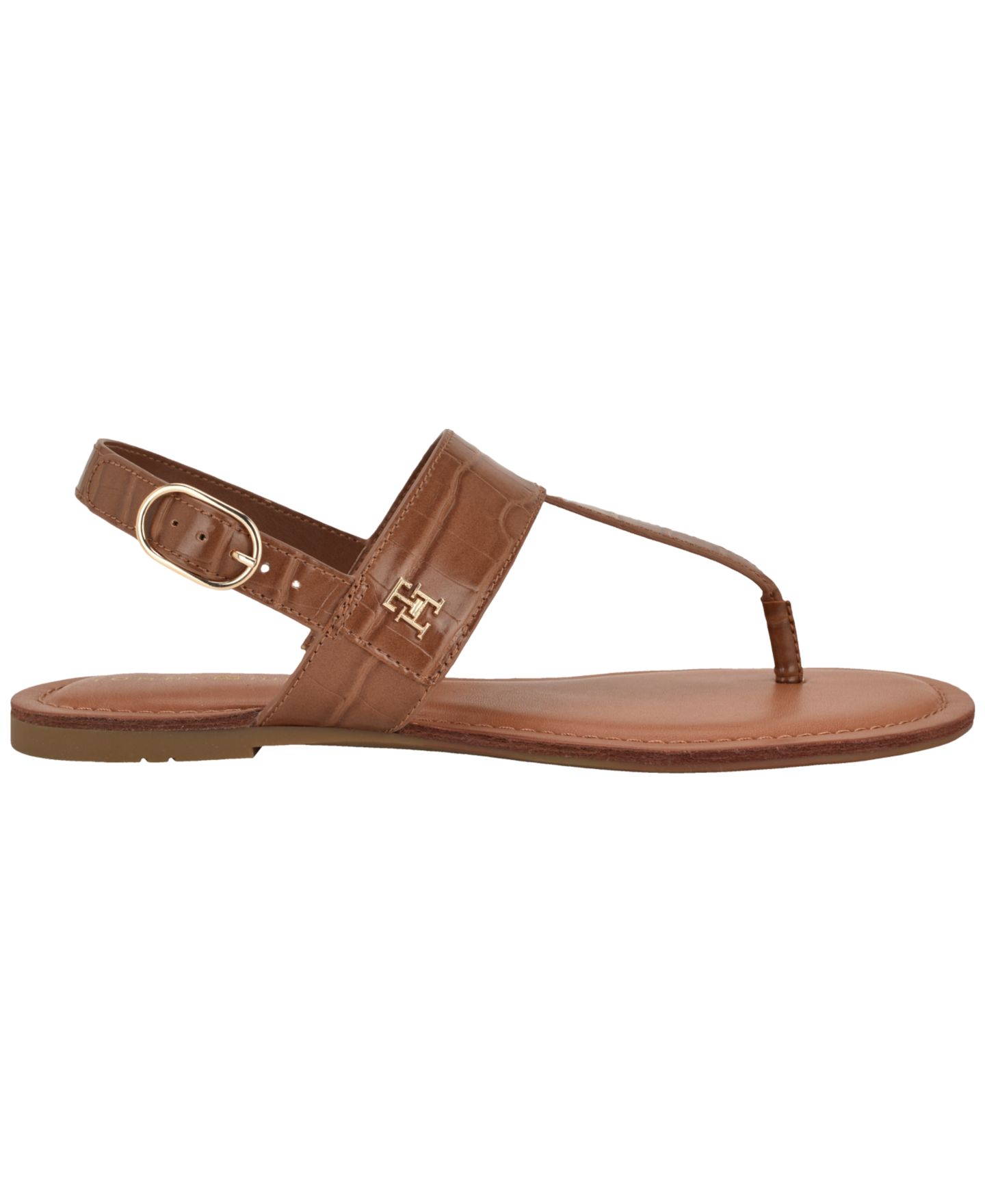 Женские сандалии Tommy Hilfiger Lenian T-Strap Flat Slingback Sandal, цвет: Коньячный — фото 2