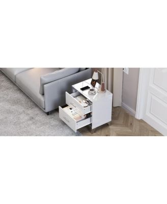High Gloss Mirrored 2-Drawer Nightstand - Modern Bedside End Table