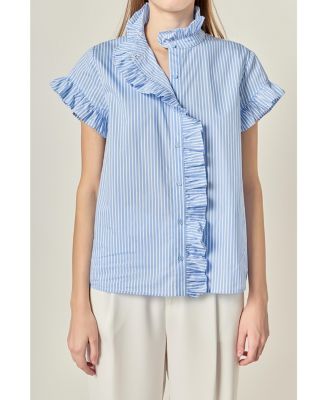 Women's Striped Ruffle Shirt