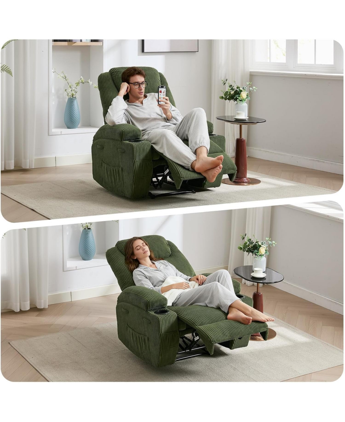 gaomon Massage Rocker Recliner Chair with Heat and Vibration Ergonomic Rocking Lounge Chair for Living Room Comfy,with Dual Cup Holders