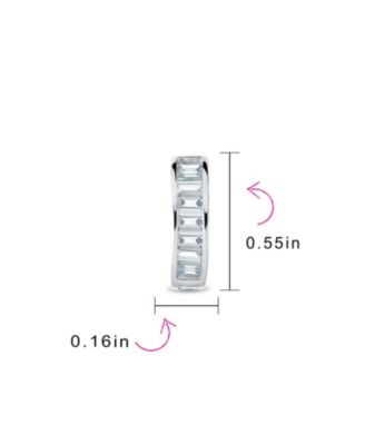 Clear Cubic Zirconia Baguette Cut CZ Huggie Mini Hoop Earrings