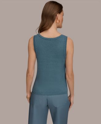 Women's Scoop Neck Pointelle Stitched Tank Sweater