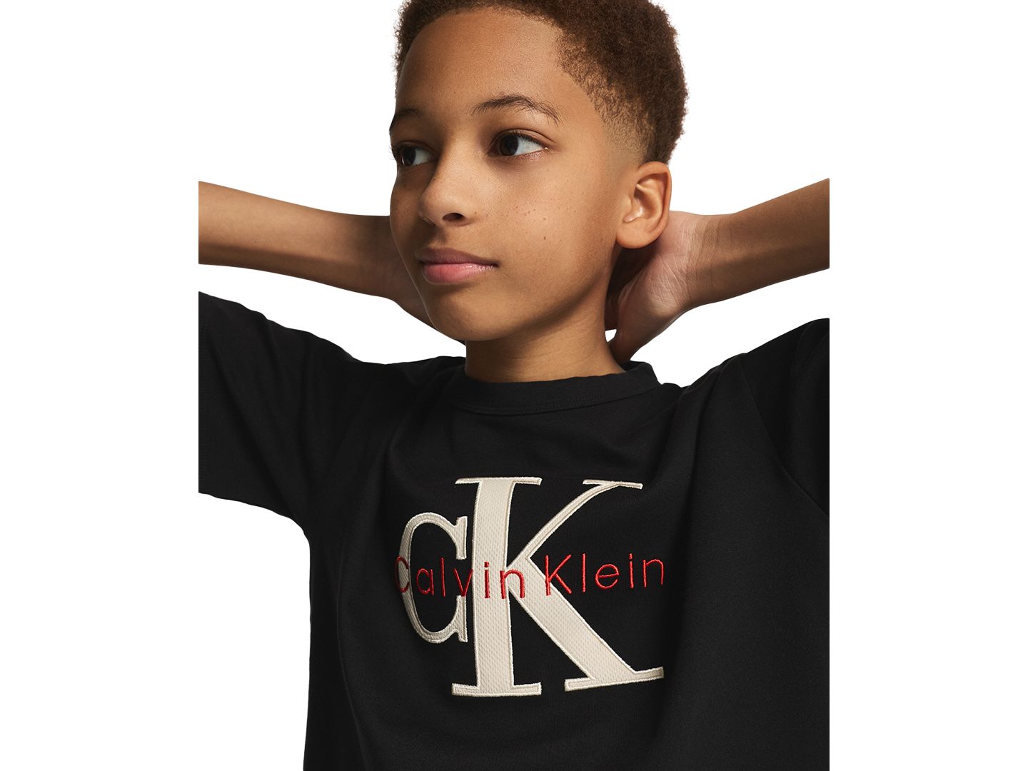 Футболка Calvin Klein Mesh Applique Short-Sleeve для мальчиков, цвет: Чёрный — фото 3