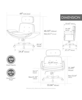 Criss Cross Chair with Adjustable Armrests, Wheels & Headrest